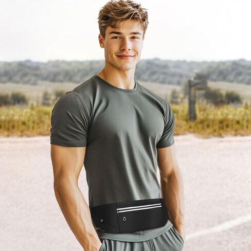 Slim Running Belt Fanny Pack for Men Women, Running Phone Holder Runners Pouch Waist Pack for Workout (1198, Black) in Kuwait