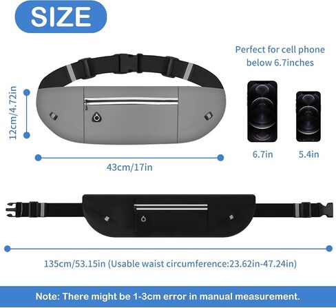 Slim Running Belt Fanny Pack for Men Women, Running Phone Holder Runners Pouch Waist Pack for Workout (1198, Black) in Kuwait