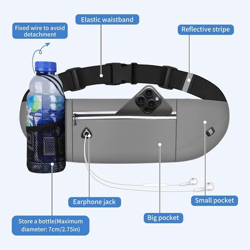 Slim Running Belt Fanny Pack for Men Women, Running Phone Holder Runners Pouch Waist Pack for Workout (1198, Black) in Kuwait