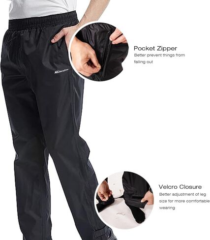 Men's Rain Pants Waterproof Over Pants Windproof Lightweight Hiking Pants Work Rain Outdoor for Golf, Fishing in Saudi Arabia