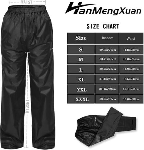 Men's Rain Pants Waterproof Over Pants Windproof Lightweight Hiking Pants Work Rain Outdoor for Golf, Fishing in Saudi Arabia