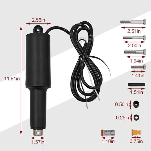15055-001 12 Volt Boat Trim Actuator ، 101 XD Extreme Duty Actuorator 5/16 "MTG HW Atting Hardware ، يأتي مع كابل 6 بوصات ، مصمم لسلسلة HD ، XD ، صمامات الدفة الفائقة ، 21/4" السكتة الدماغية in Kuwait