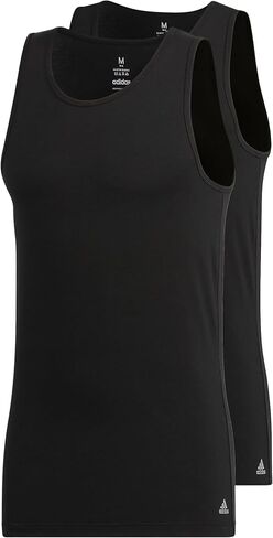 adidas Men's Stretch Cotton Tank Top Undershirts (2-Pack), White/White, Medium in Saudi Arabia