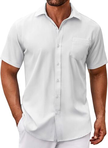 COOFANDY Mens Short Sleeve Dress Shirts Stain Shield Button Down Shirt Business Casual Shirts for Men in Saudi Arabia