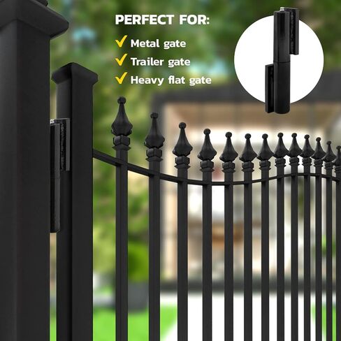 2 Pack Gate Hinges, 7 inches Heavy Duty Gate Hinge, Weld-On Install Fence Gate Hinge, Gate Hinges For Wooden Fences Heavy Duty, Gate Hinges For Metal Gates, Fence Hinges for Outdoor Gate - Black Color in Saudi Arabia