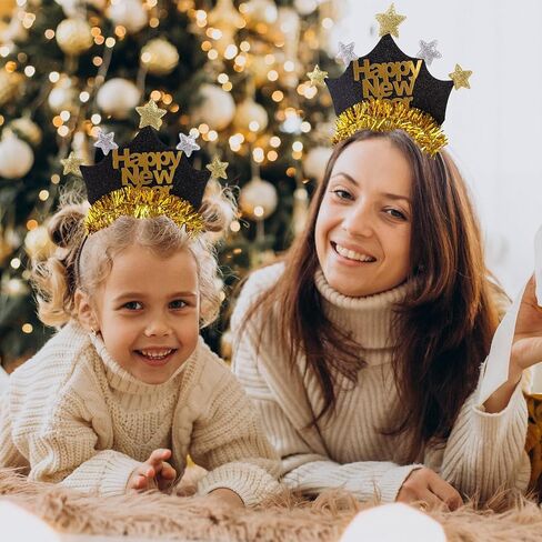 6Pcs Happy New Year Headband for Women, 2025 New Years Eve Headband Tiara for Nye Party Favors 2025, Gold&Silver New Years Headpiece New Years Eve Party Supplies 2025 in Saudi Arabia
