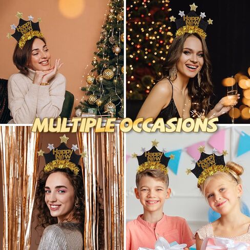 6Pcs Happy New Year Headband for Women, 2025 New Years Eve Headband Tiara for Nye Party Favors 2025, Gold&Silver New Years Headpiece New Years Eve Party Supplies 2025 in Saudi Arabia