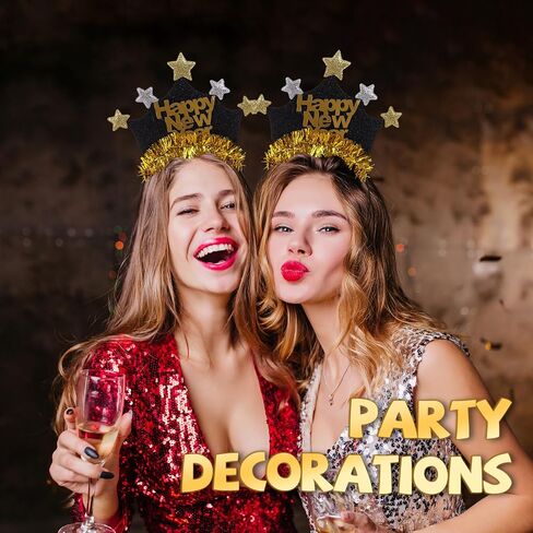 6Pcs Happy New Year Headband for Women, 2025 New Years Eve Headband Tiara for Nye Party Favors 2025, Gold&Silver New Years Headpiece New Years Eve Party Supplies 2025 in Saudi Arabia