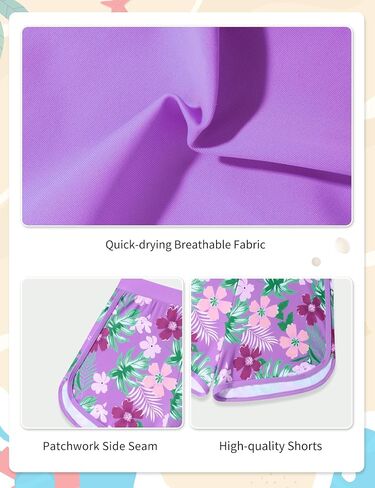 Girls Swimsuit 3 Piece Bikini Set with Shorts Tropical Floral Print Bathing Suit Girls' Swimwear 7-16T in Saudi Arabia