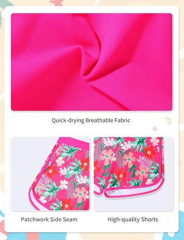 Girls Swimsuit 3 Piece Bikini Set with Shorts Tropical Floral Print Bathing Suit Girls' Swimwear 7-16T in Saudi Arabia