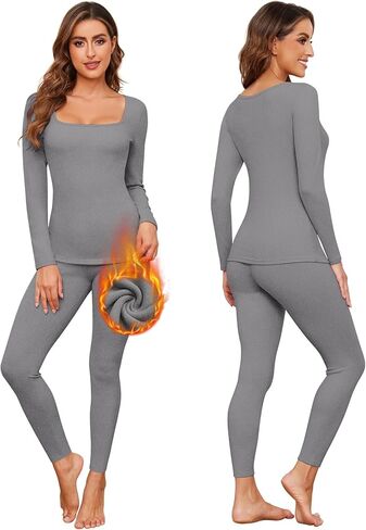 Women's Thermal Underwear Set Long Johns Fleece Lined Base Layer Long Sleeve Warm Shirts Winter Cold Weather Top Bottom in Kuwait