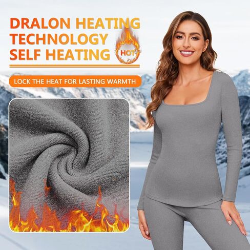 Women's Thermal Underwear Set Long Johns Fleece Lined Base Layer Long Sleeve Warm Shirts Winter Cold Weather Top Bottom in Kuwait