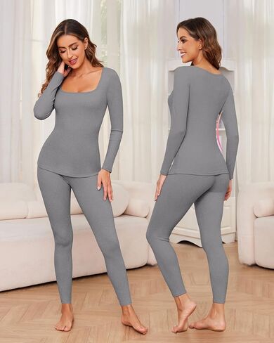 Women's Thermal Underwear Set Long Johns Fleece Lined Base Layer Long Sleeve Warm Shirts Winter Cold Weather Top Bottom in Kuwait