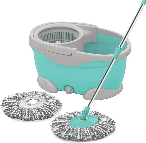 Spotzero Mop and Bucket with Wringer Set for Floor Cleaning with Wheels, 2 Microfiber Refills included, Extendable Handle, 360 Spinning System, (trapeadores con cubeta giratoria 360) Maxx Spin Mop in Saudi Arabia