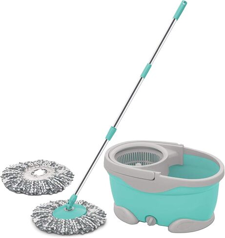 Spotzero Mop and Bucket with Wringer Set for Floor Cleaning with Wheels, 2 Microfiber Refills included, Extendable Handle, 360 Spinning System, (trapeadores con cubeta giratoria 360) Maxx Spin Mop in Saudi Arabia