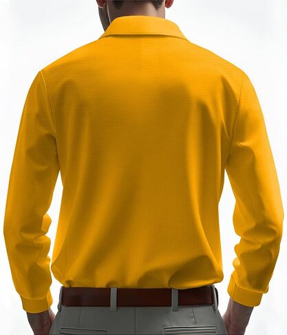 Mens Polo Shirts Long Sleeve Golf Shirt Casual Button Down Shirt Lightweight Collared Waffle Shirts in Saudi Arabia