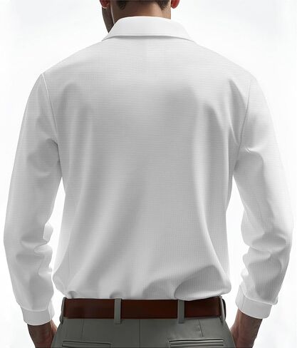 Mens Polo Shirts Long Sleeve Golf Shirt Casual Button Down Shirt Lightweight Collared Waffle Shirts in Saudi Arabia