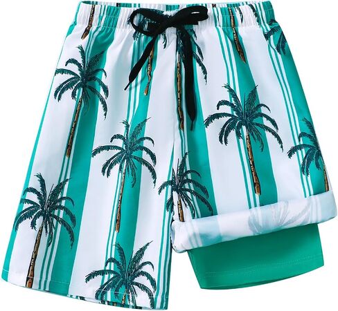 Boys Swim Trunks with Compression Liner Stretch Swim Shorts Teen Boy Quick Dry Swimsuit Board Shorts 5-16 Years in Saudi Arabia