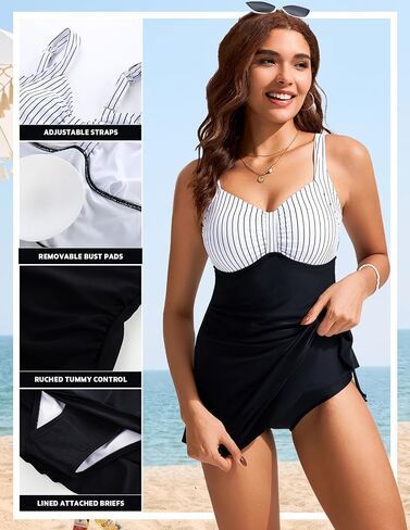 Kate Kasin Women's One Piece Swimsuit Tummy Control Swimdress Modest Ruffle Wrap Skirt Bathing Suit in Saudi Arabia