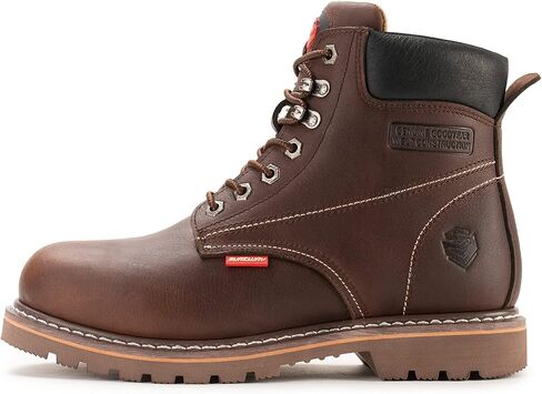 SUREWAY Mens Heavy Duty Soft/Steel Toe Work Boots for Men,Goodyear,Full Grain Leather Working Construction Boot,Slip/Oil/Water Resistant Industrial Safety Shoes,Steel Toe Dark Brown,Size 12 in Saudi Arabia