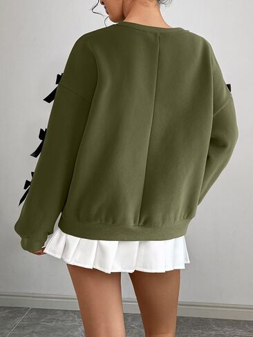 Verdusa Women's 3D Bow Sweatshirt Round Neck Long Sleeve Pullover Tops in Saudi Arabia