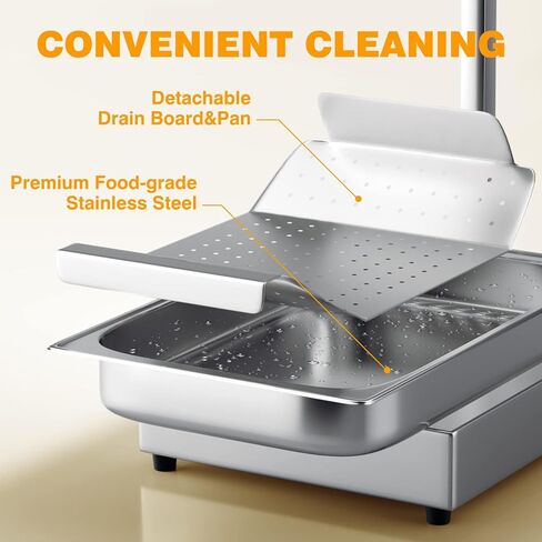 Pyy French Fry Warmer - مصباح حرارة الطعام للرقائق التجارية بالحرارة التجارية خالية من الإضاءة ، 450 واط طعام أكثر دفئًا ، وقفًا لمحطة تفريغ الاحترار ، والفضة ، والفضة ، ومطعم المنزل in Kuwait