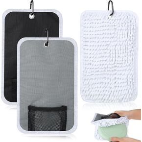 2 Pcs Disc Golf Towel Disc Golf Cleaner with Carabiner Clip Mini Marker Display Pocket Microfiber Scrubbers Flying Disc Golf Towel Accessories Disc Golf Gifts for Men Women Disc Golfers