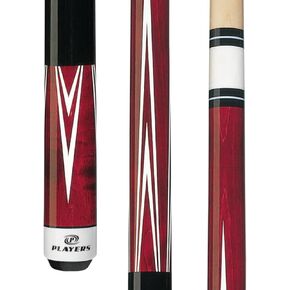 Players C-801 Classic Crimson Birds-Eye Maple with White Outline Points Cue, 18-Ounce