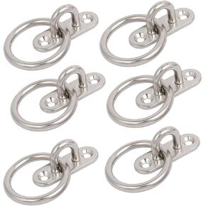 uxcell 6pcs 304 Stainless Steel 5mm Thick Oblong Sail Shade Pad Eye Plate w Ring