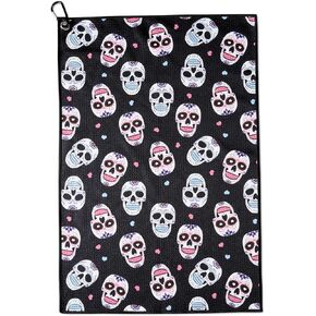 Sugar Skull Gifts Golf Towel, Sugar Skull Golf Gifts, 40 x 60cm Microfiber Golf Towel for Golf Bags for Birthday, Christmas