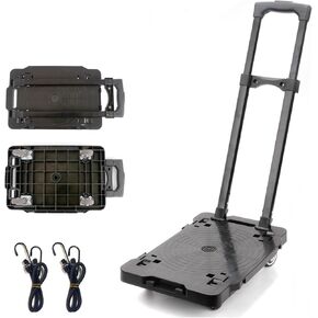 Folding Hand Truck Dolly,Moving Furniture Dolly Connectable,Capacity Dolly Moving Heavy Furniture,Luggage Travel Shopping and Office Use,440 LB Luggage Cart,Black,1 Pack with Handle