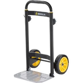 Gorilla 400 lb Capacity Steel Hand Truck, Telescoping Handle, Patented Trailer Locks, 8" No-Flat Wheels, Heavy-Duty Black Hand Truck