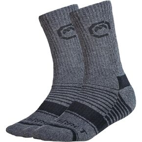 Merino Wool Crew Sock, Grey/Black, Winter Hiking Sock, Perfect for Winter Photography Adventures