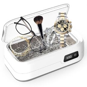 Ultrasonic Jewelry Cleaner, 49kHz, 640ML,304 Stainless Steel Water Tank, Digital Timer, 4 Time Settings, Suitable for Cleaning Jewelry, Glasses, Keys, Coins, and Razor Heads