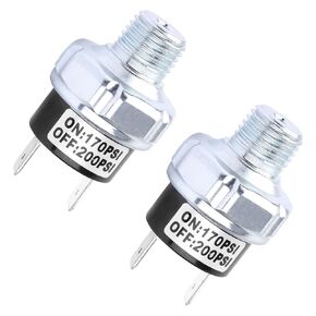 Air Pressure Switch 170-200 PSI Pressure Switch 1/4 Inch NPT DC 24V/12V Air Compressor Pressure Switch 200PSI Pressure Switch Air Horn/Tank Pressure Switch - 2 Pack