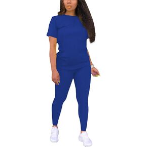 TOPONSKY Women Two Piece Workout Outfits Sports Long-Pants & Short-Top Sets