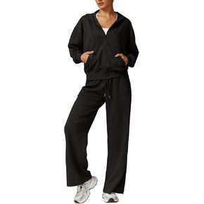 Sweat suits for womens 2 piece with Half Ziphoodie and sweatpants set for women 2024 Fall Matching sweat set