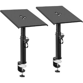 Studio Monitor Stands Pair Desktop Speaker Stands Heavy Duty Clamp Speaker Stand with Adjustable Tilt Angle Tray of 0-12 °