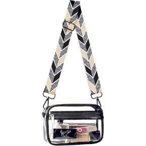 Clear Crossbody Bag Stadium Approved, Clear Purse for Women Men Stadium, 8.3x5.2x2 Inch Clear Messenger Bag for Work, College, Daily Needs