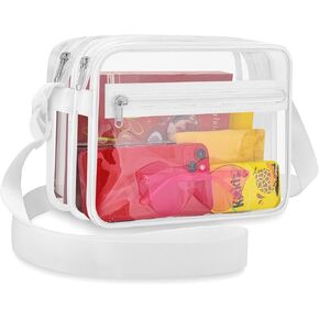 Mildbeer Clear Messenger Bag with 2 Compartments, Clear Crossbody Tote Bag for Stadium Events Concerts Festivals