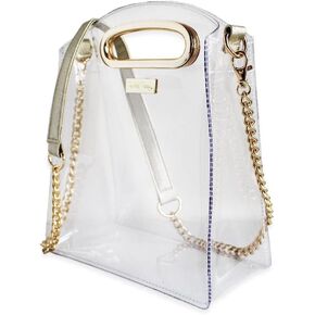 Packed Party Clear Stadium Crossbody Bag; Women Fashion Clear Purse or Handbag; Trendy Look for Ladies at Work, Travel, and Game Day