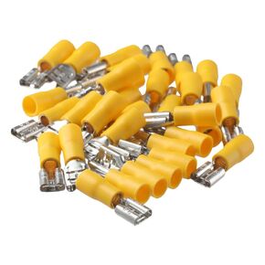 Female Quick Disconnects 100PCS 4-6mm² Easy to Use FDD5.5-250 Electrical Crimp Terminal Durable Yellow Insulated Spade Wire Connector