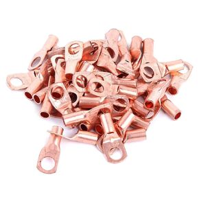 50Pcs Copper Wire Terminal, SC6-6 Copper Ring Lug Terminal Cable Cold Pressed Crimp Connectors Terminals,Tubular Ring Terminals,Crimp Wire Ring Lugs for Electrical Wire Crimping