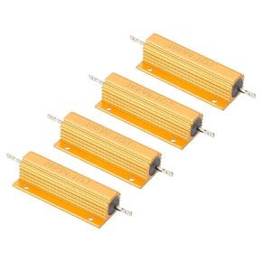 PATIKIL 100W 0.1 Ohm Aluminum Shell Resistor, 4 Pack Aluminum Housing Resistor Housed Case Wirewound Resistors Screw Tap Power Resistor 5% Tolerance, Golden