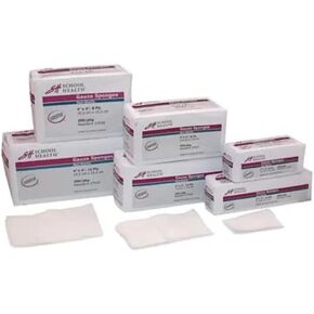 School Health - Non-Sterile, Gauze Sponges, for Cleaning, Dressing and Prepping | Highly Absorbent, 8 ply - for Wound Care & First Aid Kits - 200 Pack (2 x 2 Inch)