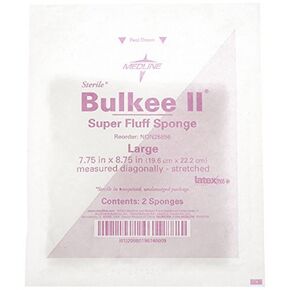 Medline Sterile Bulkee II Extra Absorbent Super Fluff Sponges, 7.75" x 8.75", Ideal for Wound Care, In 2-Packs, Case of 400