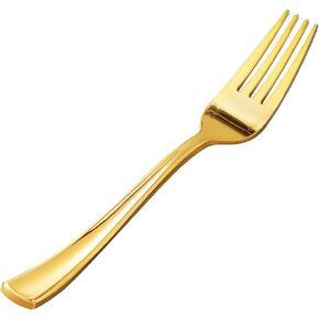 Goodluck 50 Pack Gold Plastic Forks, Heavy Duty Gold Forks Disposable, Gold Plastic Cutlery Perfect for Weddings, Parties, Dinners and Thanksgiving
