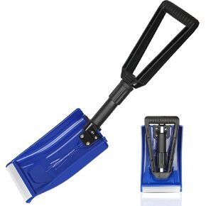 ORIENTOOLS Folding Snow Shovel with D-Grip Handle and Durable Aluminum Edge Blade, Emergency Snow Shovel for Car, Truck, Recreational Vehicle, etc.(Blade 9")