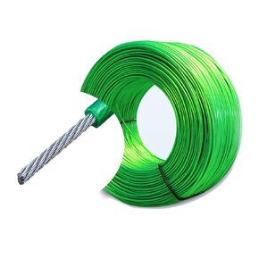 100FT 1/10in Plastic wrap Wire Rope, 316 Stainless Steel Cable, 7x7 Marine Stainless Steel Strand Core，Suitable for String Lights Hanging, Railing,Deck,Cable Railing Hardware, Trellis Wire（Green）