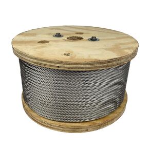 3/8" x 100' 7x19 Type 316 Stainless Steel Wire Rope (MBL: 11,000 lbs.)